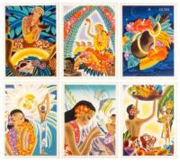 Large Collection of 1950s Hawaii-Themed Ocean Liner Dinner Menus and Entertainment Programs, with Art Prints