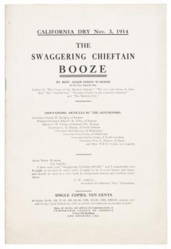 California Dry Nov. 3, 1914. The Swaggering Chieftain: Booze
