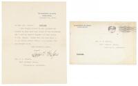 Typed Letter Signed by Charles Evans Hughes