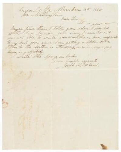 Letter to George Washington descendant from his Mt. Vernon overseer