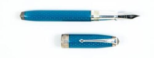 Blue Enamel and Sterling Silver Fountain Pen