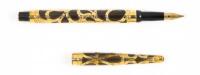 Gold-Filled Filigree Taper-Cap Eyedropper-Filler Fountain Pen, Rare, c.1905-1915