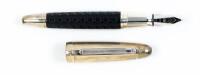 Sterling Silver and Etched Black Resin Fountain Pen