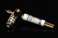 Max Reinhardt 2003 18K Gold and Meissen Porcelain Limited Edition 10 Fountain Pen * Sapphire Version