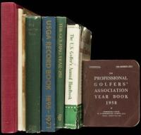 Nine volumes of golf annuals, year books and yearly guides