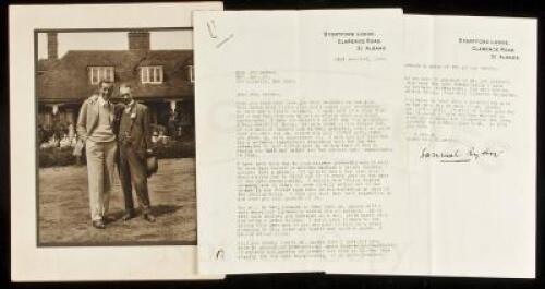 Photograph of Jim Barnes and Samuel Ryder, plus a letter from Samuel Ryder