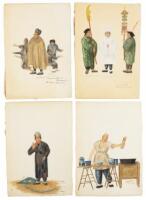 Twenty Original Watercolor Illustrations Depicting Chinese and East Asian Tradesmen