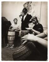 Photograph of James Dean at a bongo class conducted by Cyril Jackson