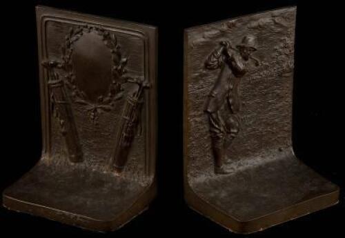 Pair of cast bronze bookends