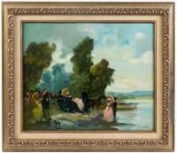 Untitled painting, apparently a "Galante Scene At The Champs De Courses"