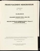 Private Placement Memorandum Callaway Hickory Stick-USA, Inc.