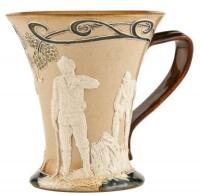 Stonewear fluted stein with relief illustration of golfers