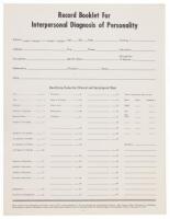 Record Booklet for Interpersonal Diagnosis of Personality