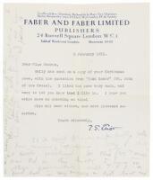 Signed typed letter from T.S. Eliot with original envelope