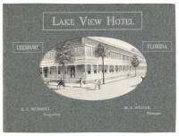 Lake View Hotel, Leesburg, Florida. E.C. Worrell, Proprietor - M.F. Wistar, Manager (wrapper title)