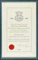 Certificate for unlimited free play at the Old Course awarded to Walter Hagen on the occasion of the Centenary Year of the Open Golf Championship