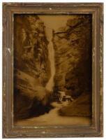 Orotone on glass of a waterfall at Yosemite
