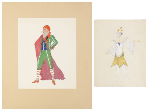 Two watercolor costume illustrations By Ranson