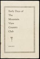 Early Days of the Mountain View Country Club, 1898-1927