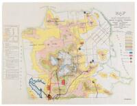 Map of San Francisco showing its uneven territory and the present and proposed main conduits reservoirs and pumping plants of the Spring Valley Water Co. 1908