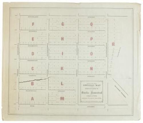 Copy of the official map of the property of the Eureka Homestead Association, adopted November 16th, 1864