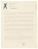Autograph letter signed by Joseph S.F. Murdoch congratulating his friend Bob Kuntz and Golf Collectors Society co-founder on the occasion of the publication of his book Antique Golf Clubs: Their Restoration and Preservation