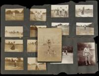 14 photographs on 4 loose album leaves, plus a cabinet card, all of golfing subjects
