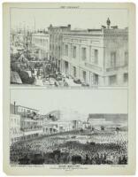 Fort Vigilant. Rooms of the Committee, Sacramento St. Betn. Davis & Front [Upper]; Mass Meeting Endorsing the Acts of the Vigilance Committe (sic), June 14th [Lower]