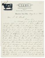 Letter from ranch employee to his employer, regarding the sale of various cattle and horses, with sketches of brands