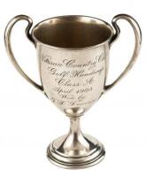 Sterling silver loving cup trophy from Nassau Country Club awarded to Jerome Travers