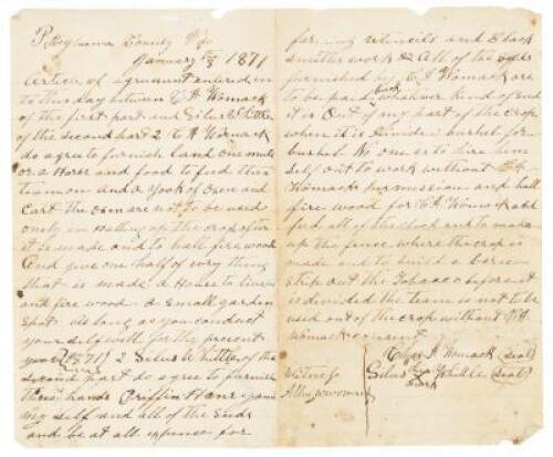 Sharecropping agreement, Pittsylvania County