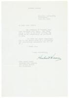 Typescript letter signed by Herbert Hoover addressed to Miss Helen Boyle