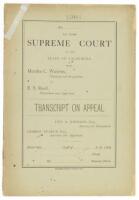 In the Supreme Court of the State of California: Martha C. Watriss, Plaintiff... vs. E.S. Reed, Defendant... Transcript on Appeal...