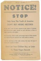 NOTICE! STOP Help Save the Youth of America: DON'T BUY NEGRO RECORDS