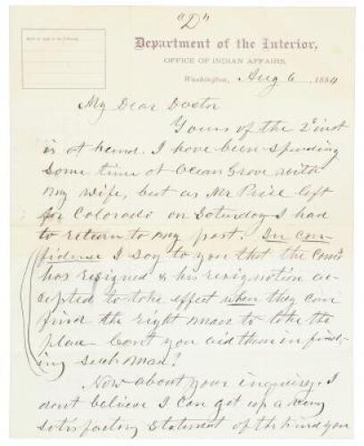 Acting Commissioner of Indian Affairs letter about progress in civilizing the American Indians