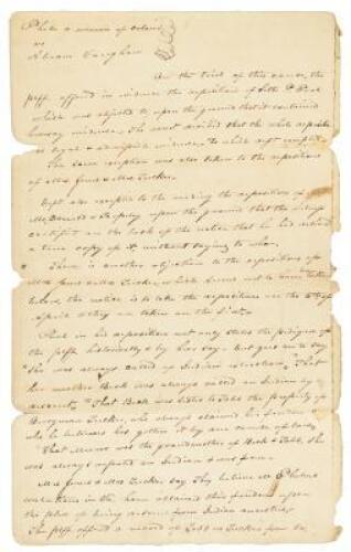 Original manuscript statement of legal argument on the issue of Negro slave identity