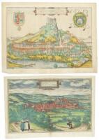 Twelve hand-colored bird's-eye views of European cities from Civitates Orbis Terrarum