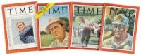 Four issues of Time Magazine featuring Nicklaus, Palmer, Snead, Goodman covers