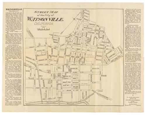 Map of Watsonville "The Apple City" California. With a map of the Monterey Bay District (panel title)