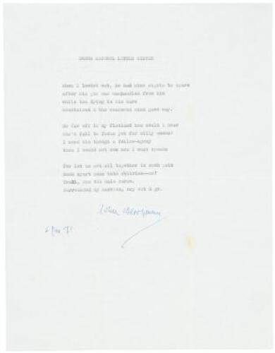 Signed typed letter and original typescript poem by John Berryman