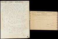 Autograph letter signed to an editor at Grove Press