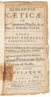 Elegantiae Poëticae: in locos communes digestae, &c. optimis auctoribus collectae: Opera Ioannis Blumerel Lotharigensis.