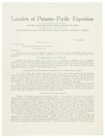 Location of Panama-Pacific Exposition: Letter from Senator Newlands of Nevada