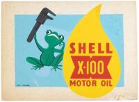 Shell X-100 Motor Oil - original advertising art