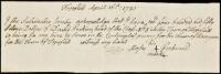 Manuscript receipt, signed by Moses Perkins with an X, for 450 silver dollars payment for service in the Continental Army