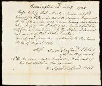 Autograph Statement Signed by Samuel Safford, certifying service by Martin Amon in the Green Mountain Boys during the American Revolution.