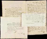 Two Autograph Statements Signed by Samuel Safford, certifying service by Amos Kellogg in the Green Mountain Boys during the American Revolution, plus two partially printed pay receipts filled out in ink