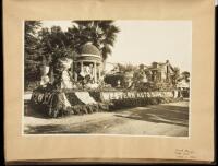 Album of photographs of the floats of the Western Auto Supply Co. in the Rose Bowl Parades during the 1920's