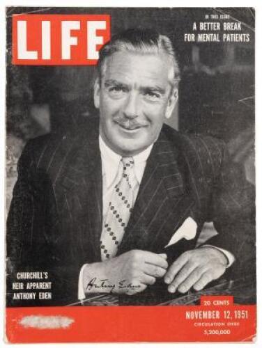 November 12, 1951 edition of Life Magazine, signed by Anthony Eden