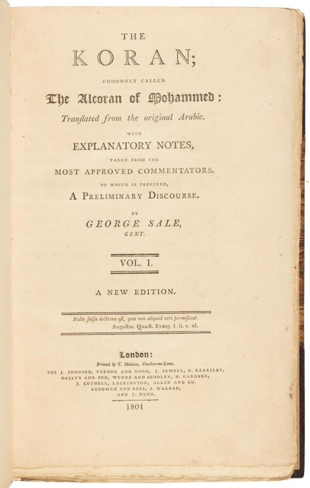 The Koran; Commonly called the Alcoran of Mohammed; Translated from the ...